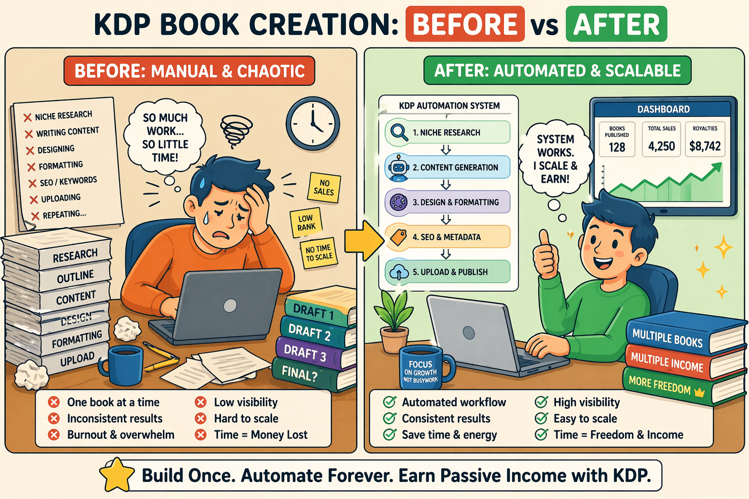 manual vs automated KDP workflow